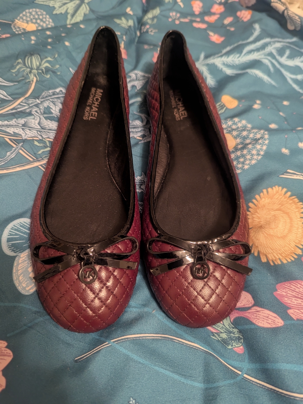 MICHAEL Michael Kors Women's Quilted Burgundy Ballet Flats